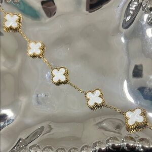 Gold and White Clover Bracelet
